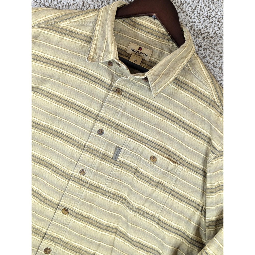 Woolrich Soft Mid Weight Button Down Shirt Men's Size XL Striped Long Sleeve